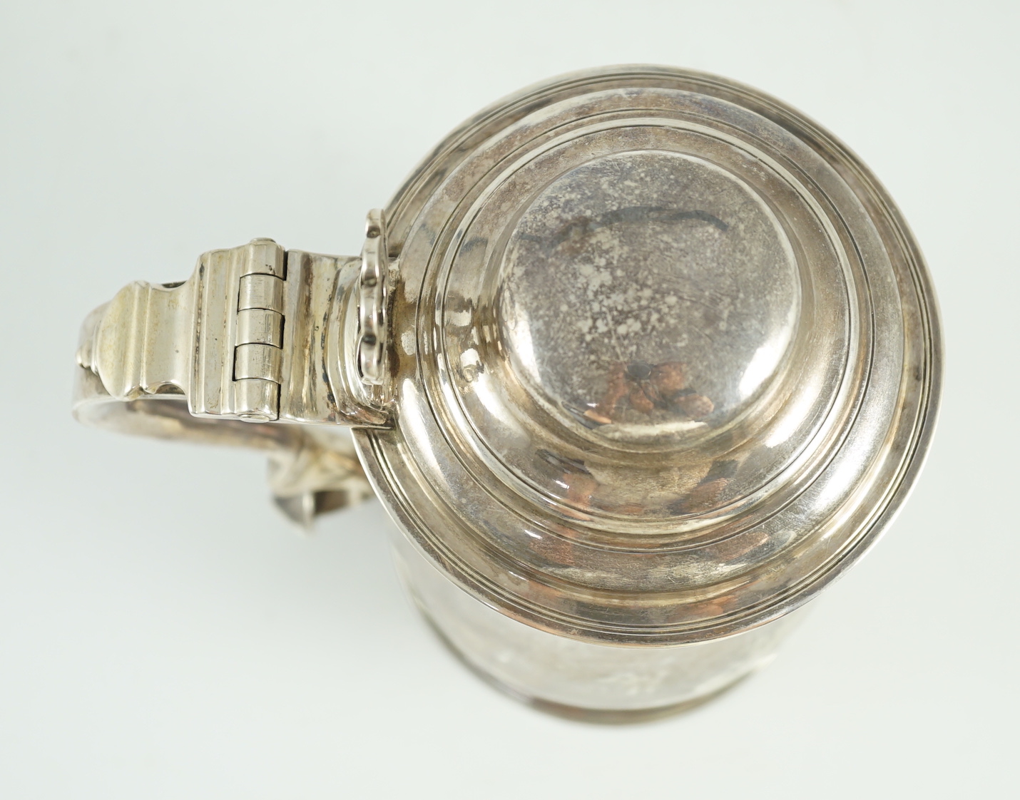 A George III silver tankard, with whistle? handle, by John King